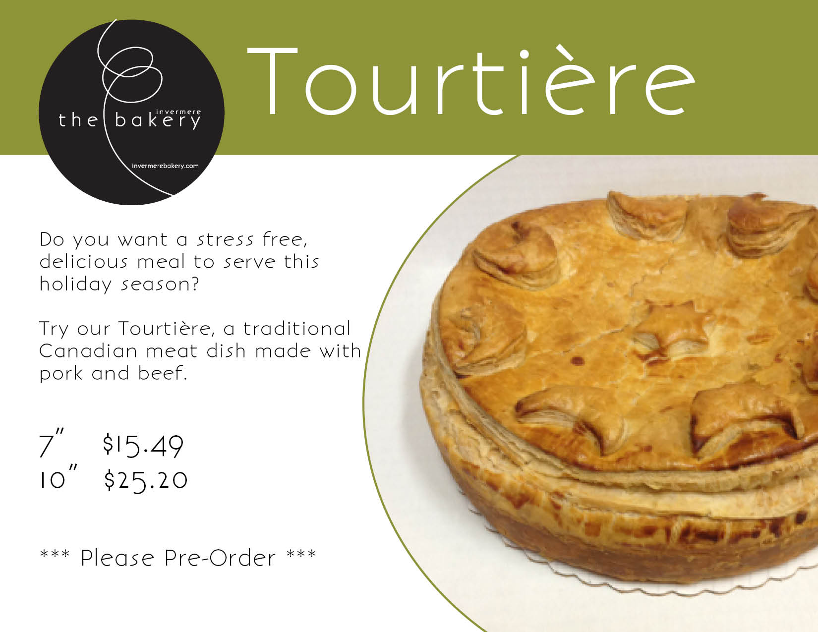 Our Tourtière is back for the holidays! The Invermere Bakery